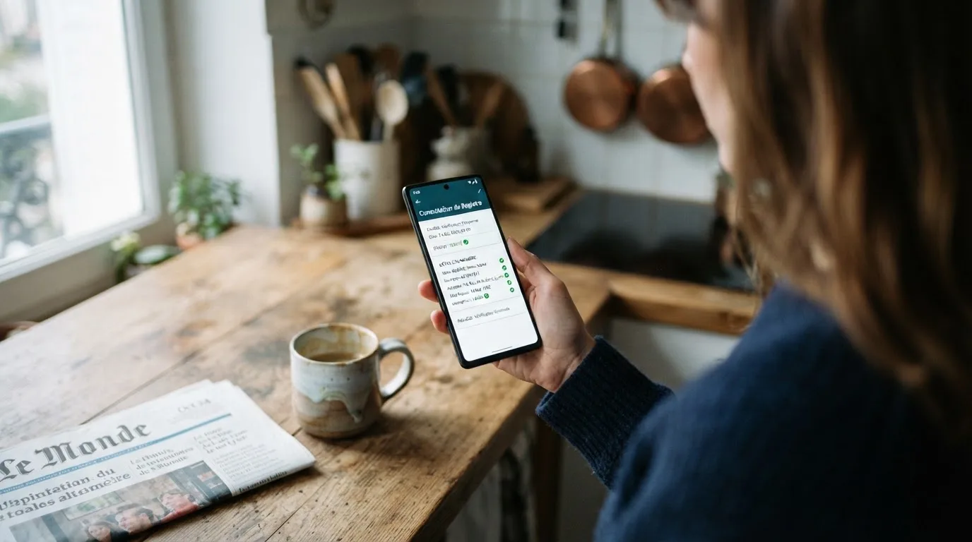 document officiel stylisé représentant un agrément ANJ consulté sur smartphone