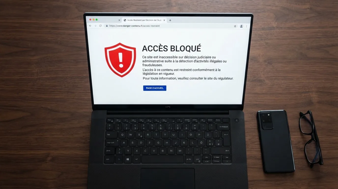 Une page d'avertissement officielle listant des sites de jeux d'argent bloqués par le régulateur français.