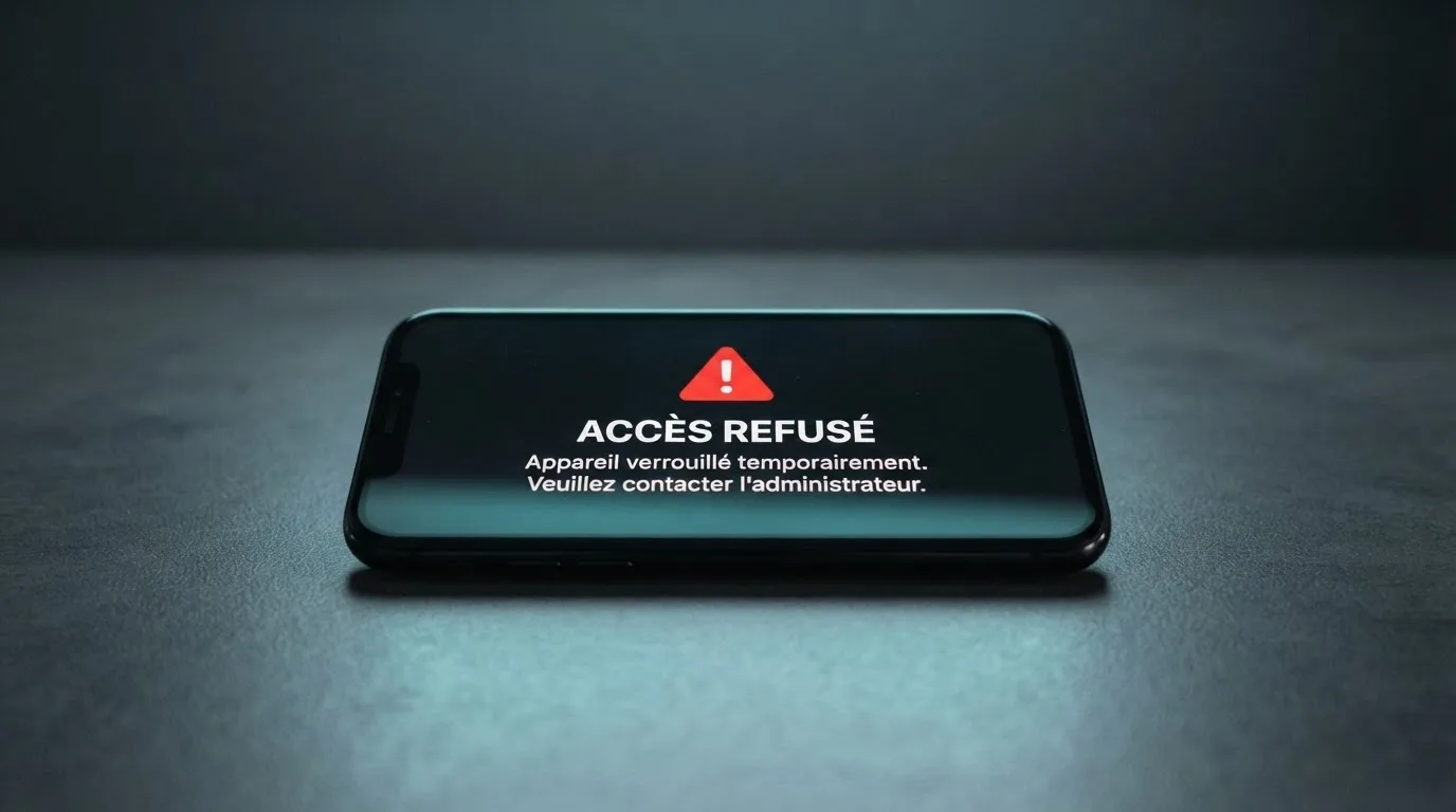 écran affichant un avertissement de blocage d'accès à un site de jeu