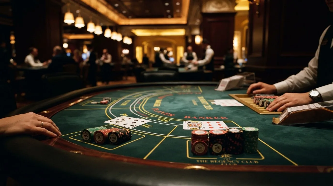 Table de baccara et jeux de cartes dans une salle de casino