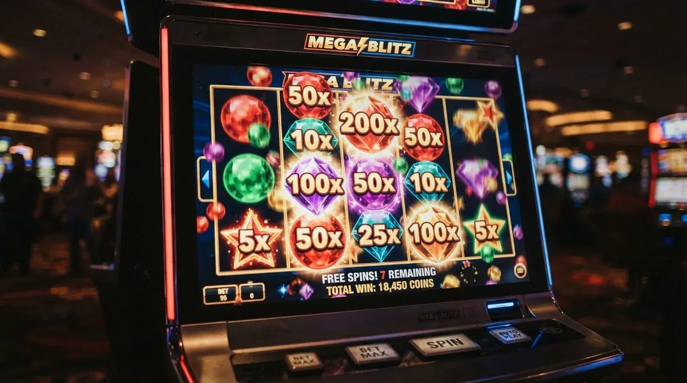 Gros plan sur des symboles multiplicateurs colorés qui s'accumulent lors d'un tour bonus de machine à sous
