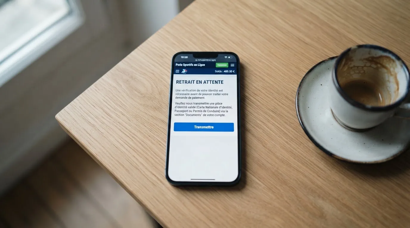 Formulaire de retrait en ligne affichant une demande de justificatif avant validation du paiement